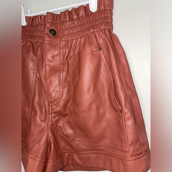 ZARA Faux Leather Paper Bag Style High Waisted Bermuda Shorts RN 77302 GUC - Picture 3 of 16